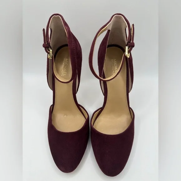 Michael Kors Wine Burgundy Suede High Heels - Picture 5 of 9